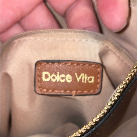 Anthropologie Dolce Vita Vegan/Faux Leather Elegant Black and Tan Handbag. - Picture 12 of 14